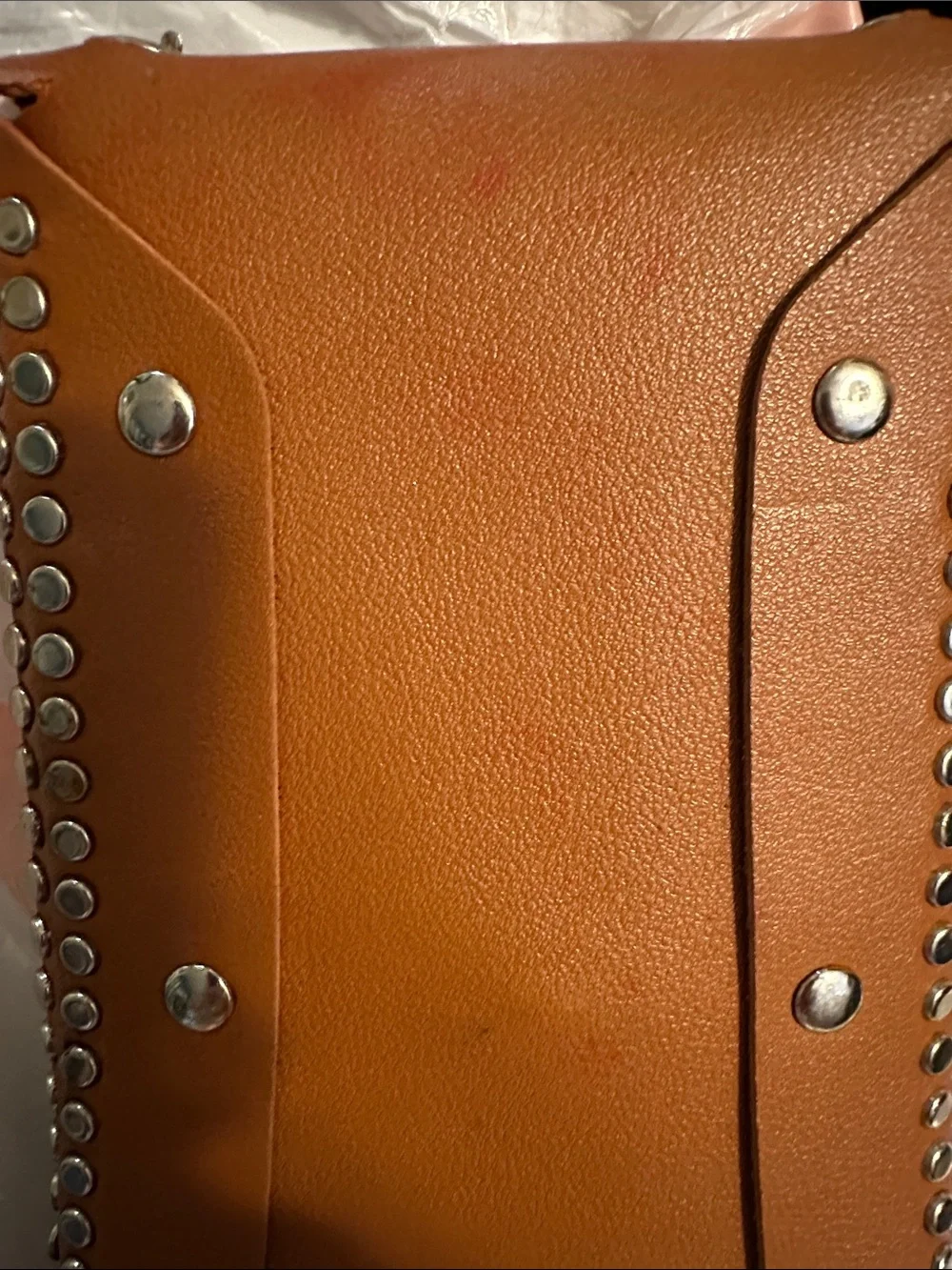 Studded Brown Crossbody Phone Bag with Chain Strap